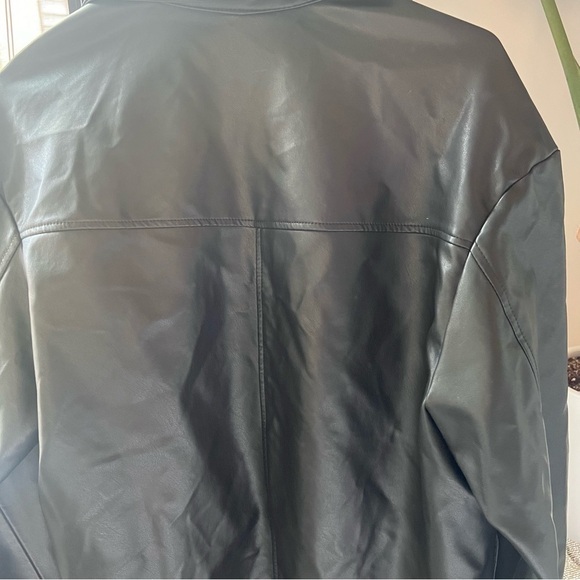 NWOT Mango black leather button up collared outerwear jacket top - Picture 2 of 6